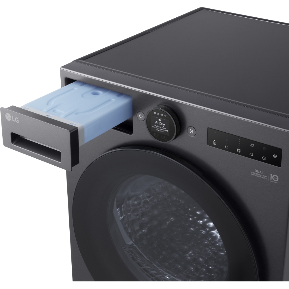 LG RHX7009TBB Heat Pump Tumble Dryer, 9kg, Black, A+++ Rated