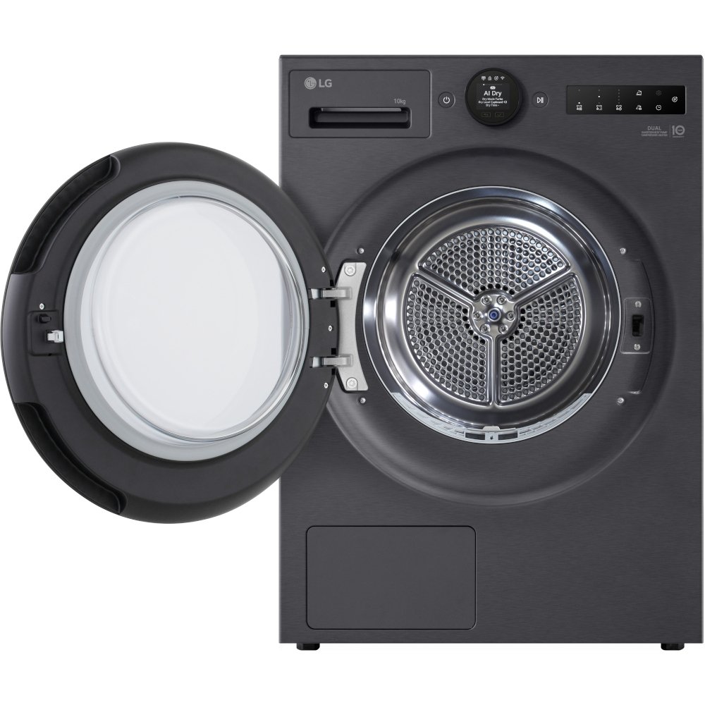 LG RHX7010TBB Heat Pump Tumble Dryer, 10kg, Black, A+++ Rated