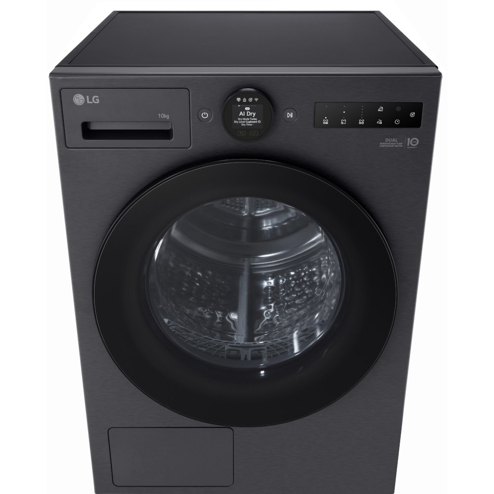 LG RHX7010TBB Heat Pump Tumble Dryer, 10kg, Black, A+++ Rated