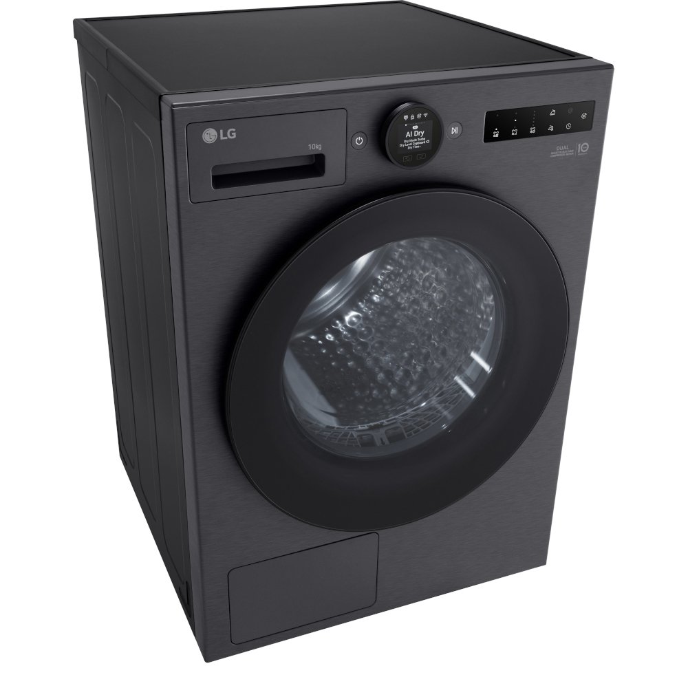 LG RHX7010TBB Heat Pump Tumble Dryer, 10kg, Black, A+++ Rated