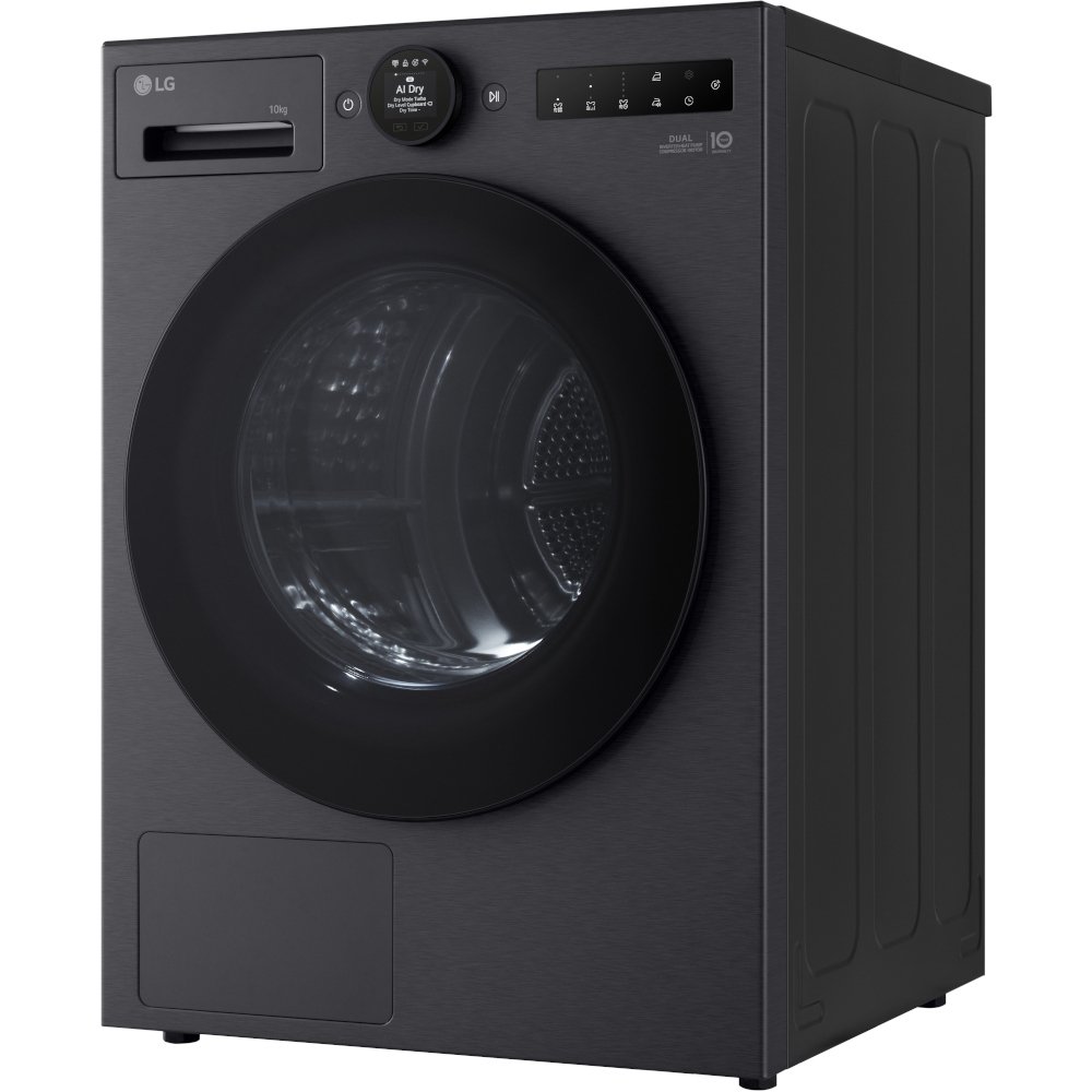 LG RHX7010TBB Heat Pump Tumble Dryer, 10kg, Black, A+++ Rated