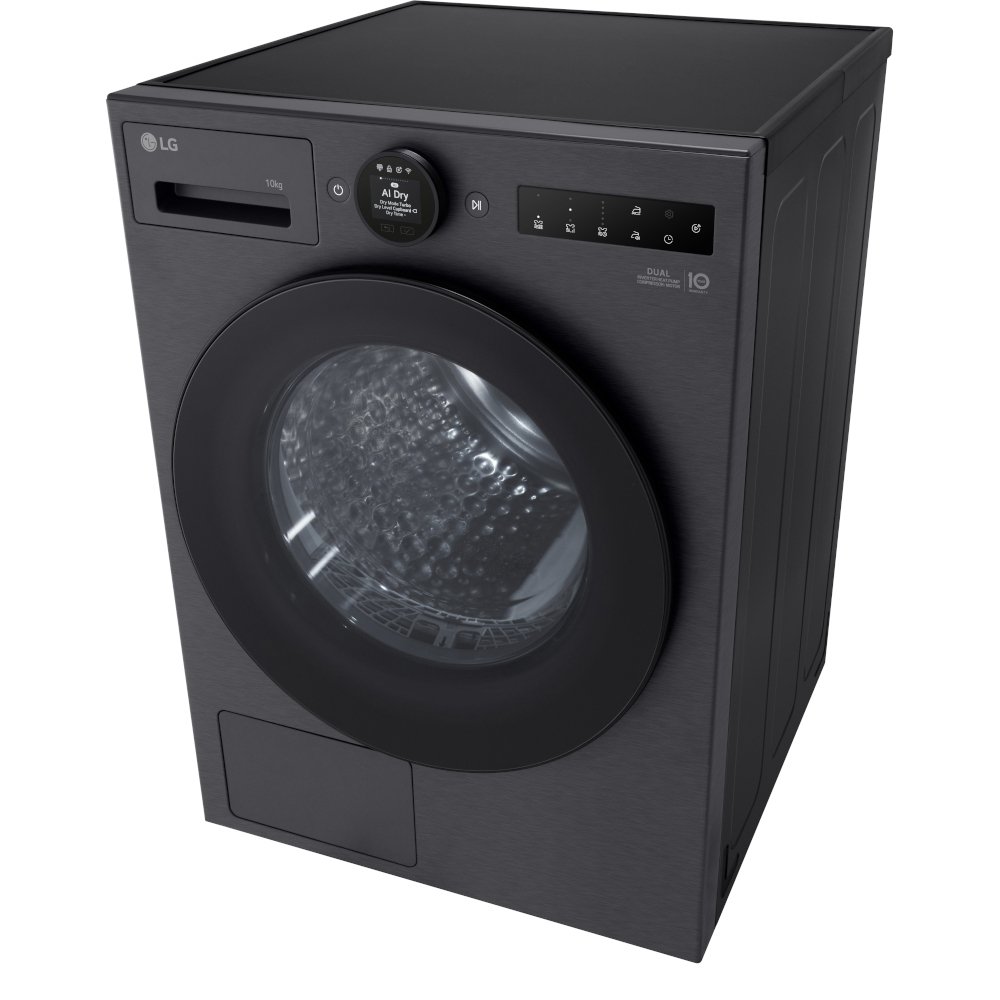 LG RHX7010TBB Heat Pump Tumble Dryer, 10kg, Black, A+++ Rated