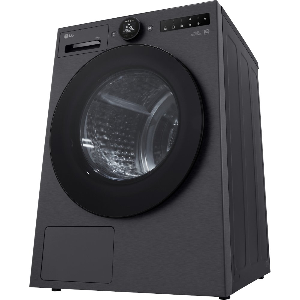 LG RHX7010TBB Heat Pump Tumble Dryer, 10kg, Black, A+++ Rated