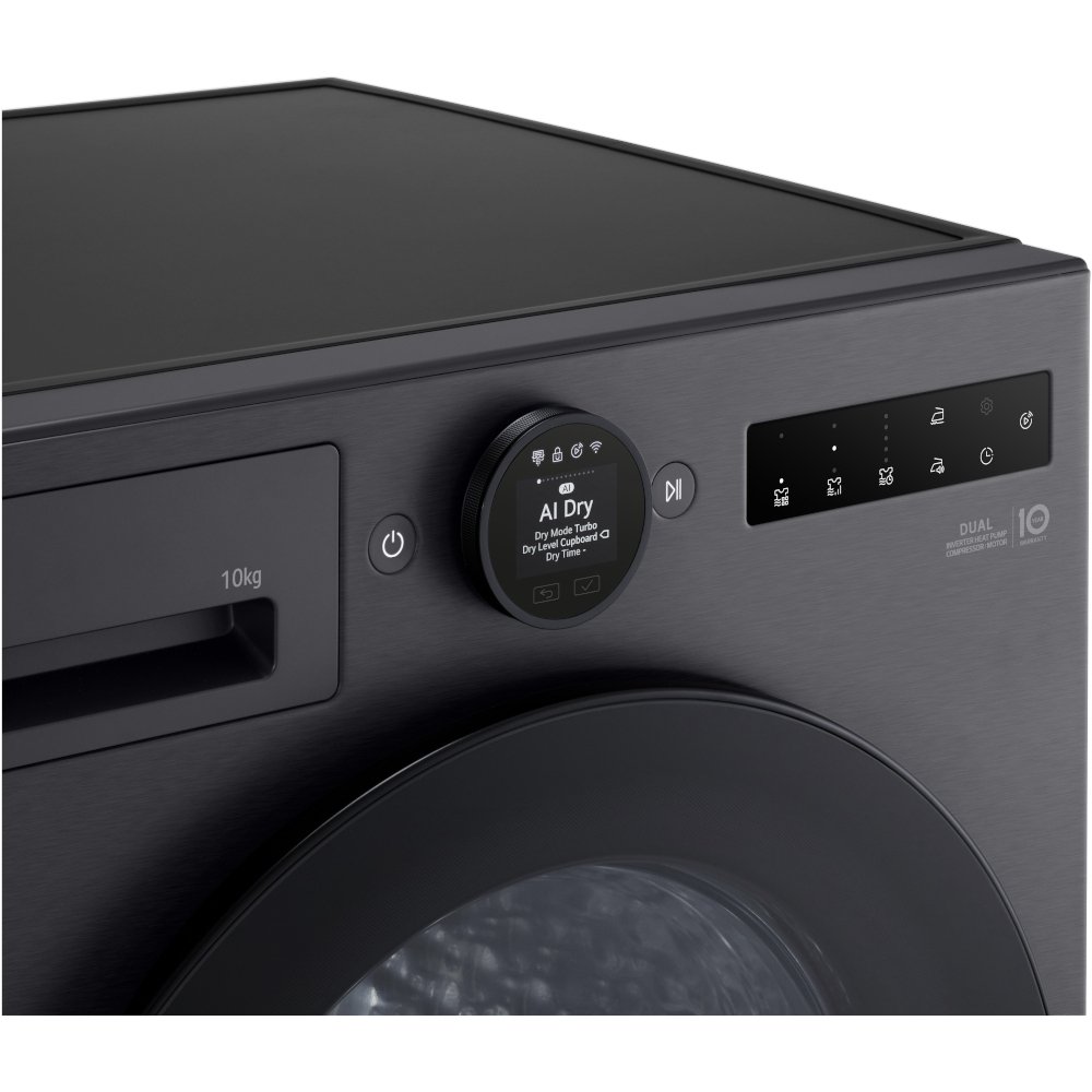 LG RHX7010TBB Heat Pump Tumble Dryer, 10kg, Black, A+++ Rated