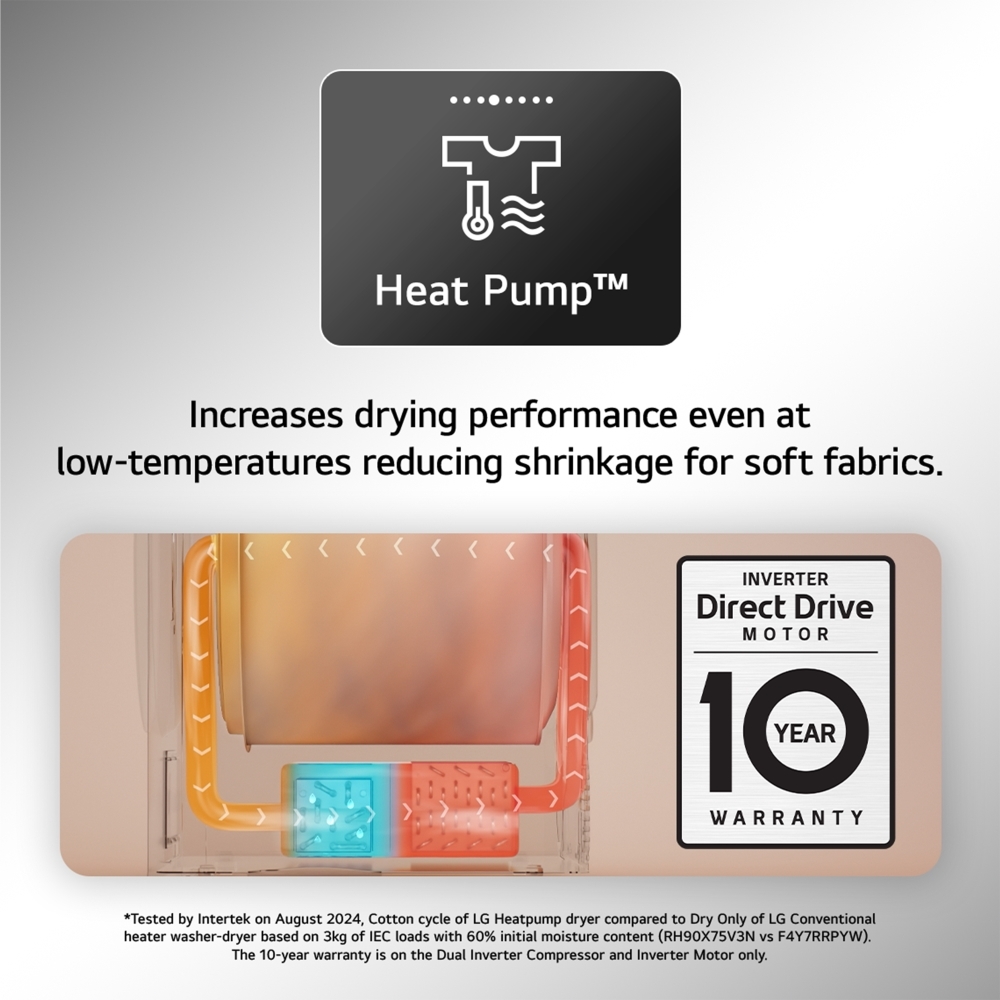 LG RHX7010TBB Heat Pump Tumble Dryer, 10kg, Black, A+++ Rated