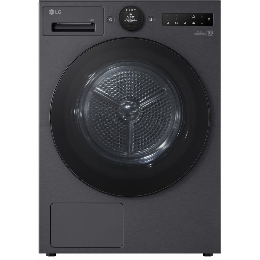 LG RHX7010TBB Heat Pump Tumble Dryer, 10kg, Black, A+++ Rated