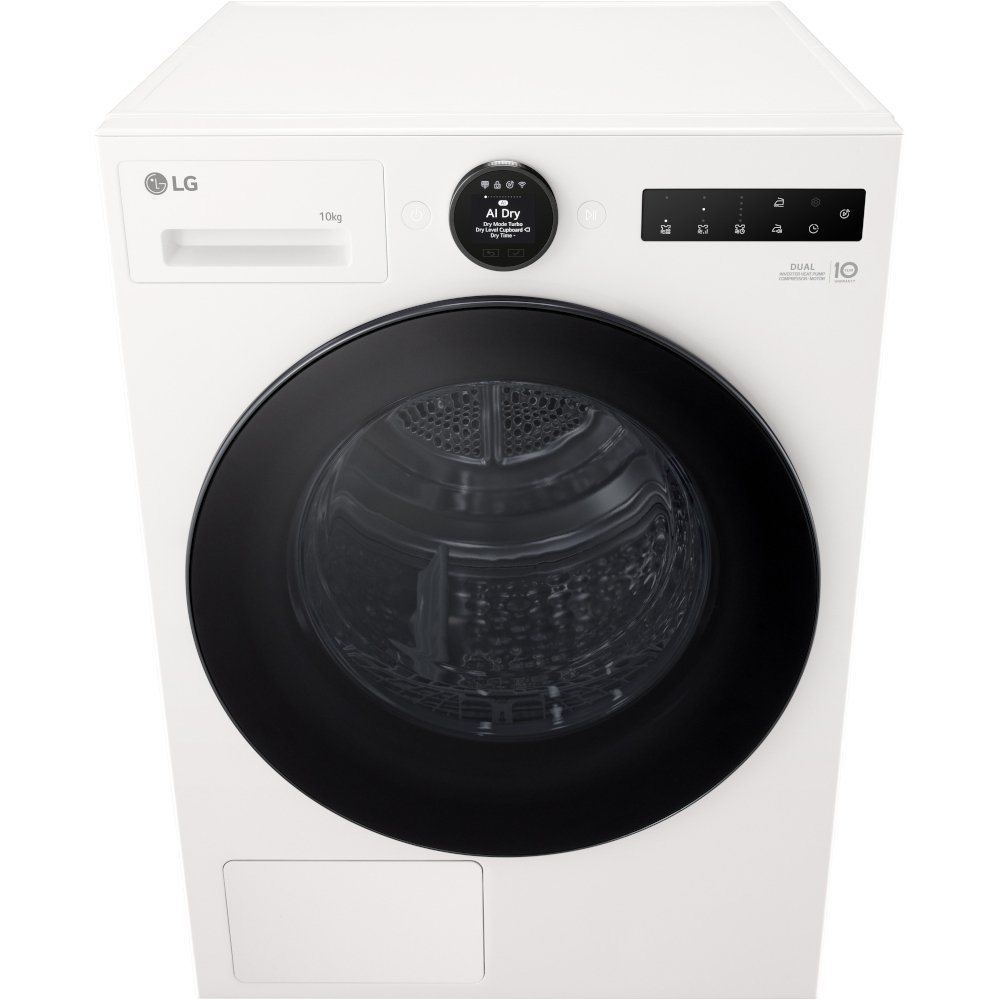 LG RHX7010TWB Heat Pump Tumble Dryer, 10kg, White, A+++ Rated