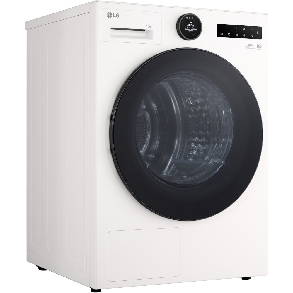 LG RHX7010TWB Heat Pump Tumble Dryer, 10kg, White, A+++ Rated