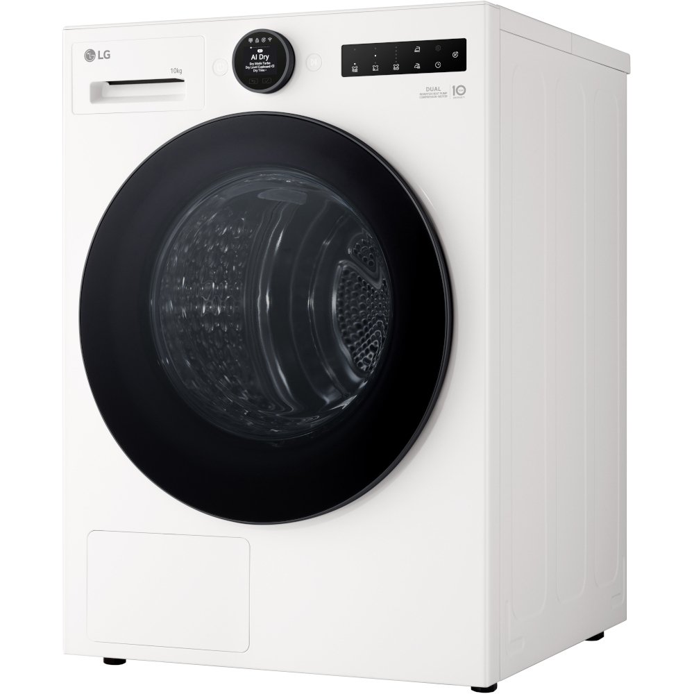LG RHX7010TWB Heat Pump Tumble Dryer, 10kg, White, A+++ Rated