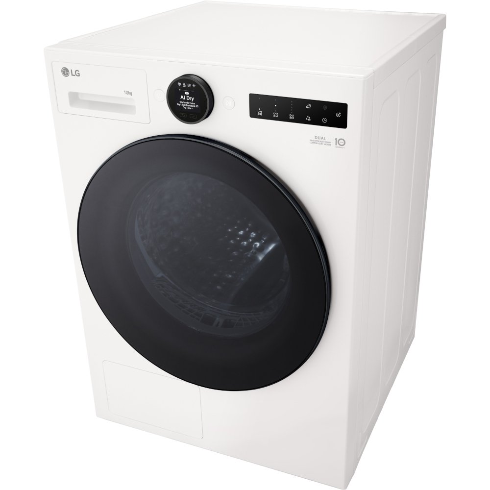LG RHX7010TWB Heat Pump Tumble Dryer, 10kg, White, A+++ Rated