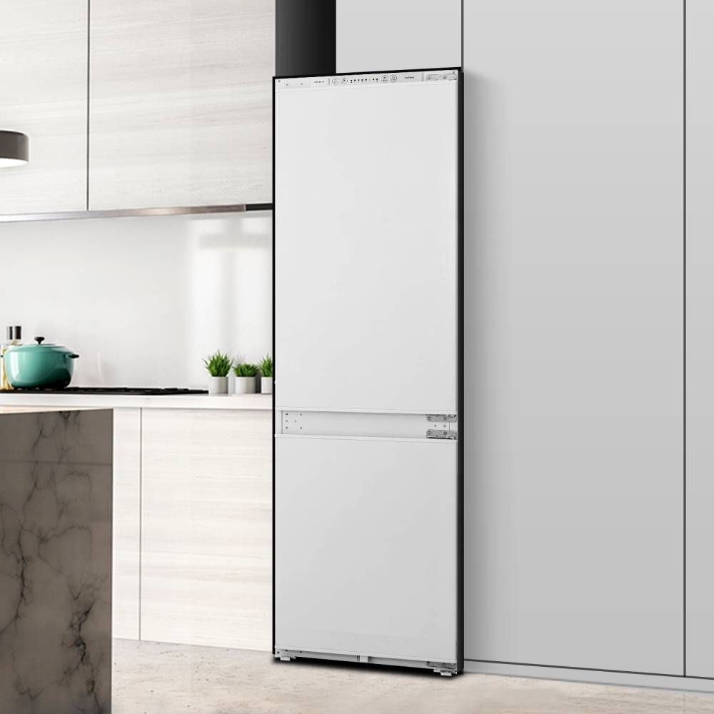 Hisense RIB312F4AWE No Frost Integrated Fridge Freezer, Sliding Hinge, 70/30, White, E Rated