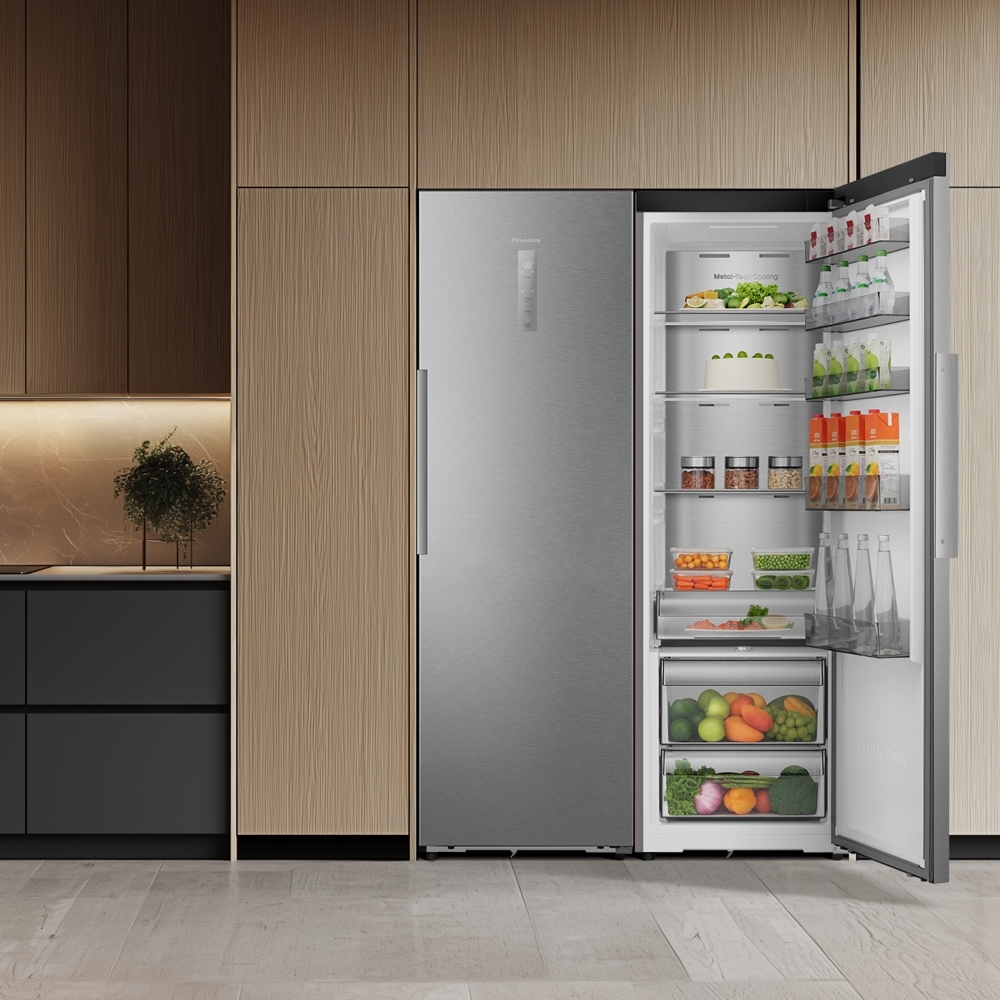 Hisense RL3K370SAIE Tall Larder Fridge, Stainless Steel, E Rated