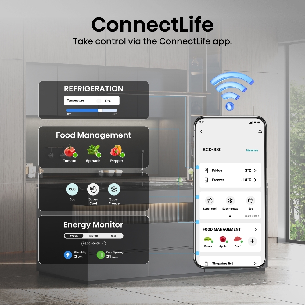 Hisense RL3K370SAIE Tall Larder Fridge, Stainless Steel, E Rated