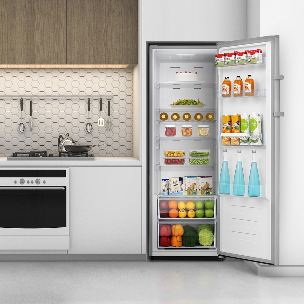 Hisense RL415N4ACE Tall Larder Fridge, Stainless Steel, E Rated