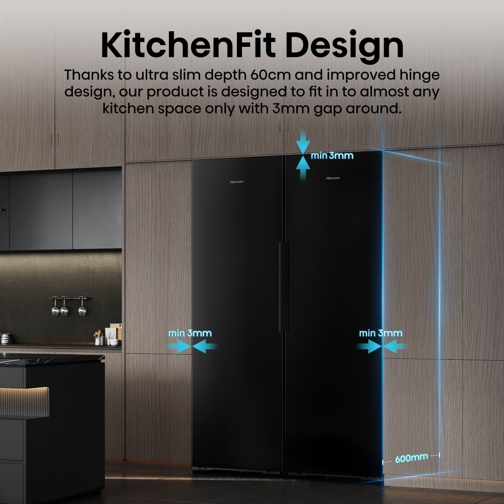 Hisense RL5K370GSFC Tall Larder Fridge, Black, C Rated