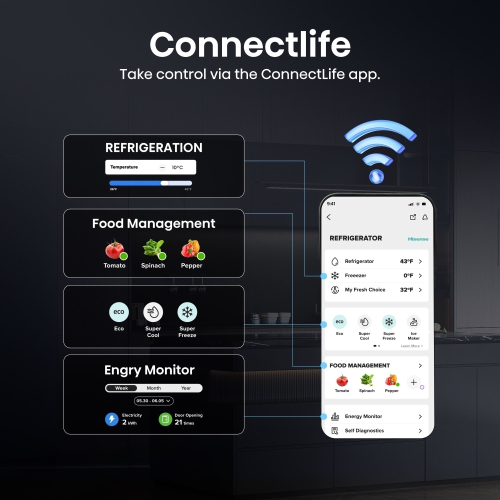 Hisense RL5K370GSFC Tall Larder Fridge, Black, C Rated