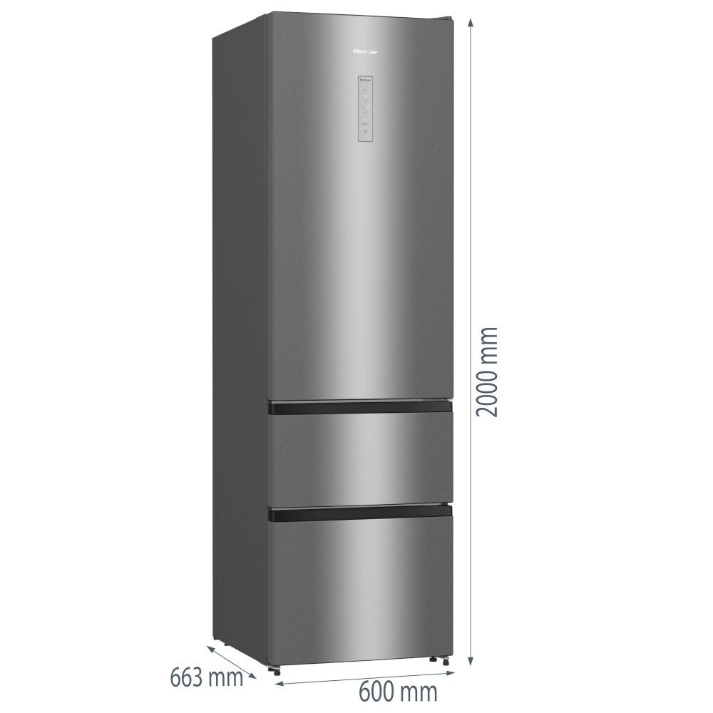 Hisense RM469N4ACDUK Total No Frost Fridge Freezer, 60/40, Stainless Steel, D Rated