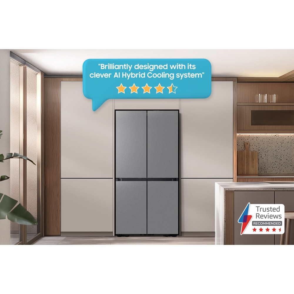 Samsung RM70F67RDREU Series 8 Smart American Fridge Freezer, Stainless Steel, D Rated,  Non-Plumbed