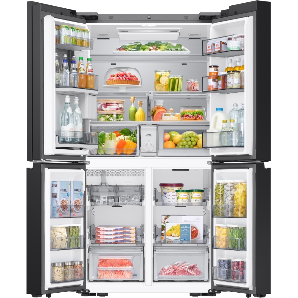 Samsung RM90F67CECEU American Fridge Freezer, Clean Deep Charcoal, Black, E Rated,  Plumbed