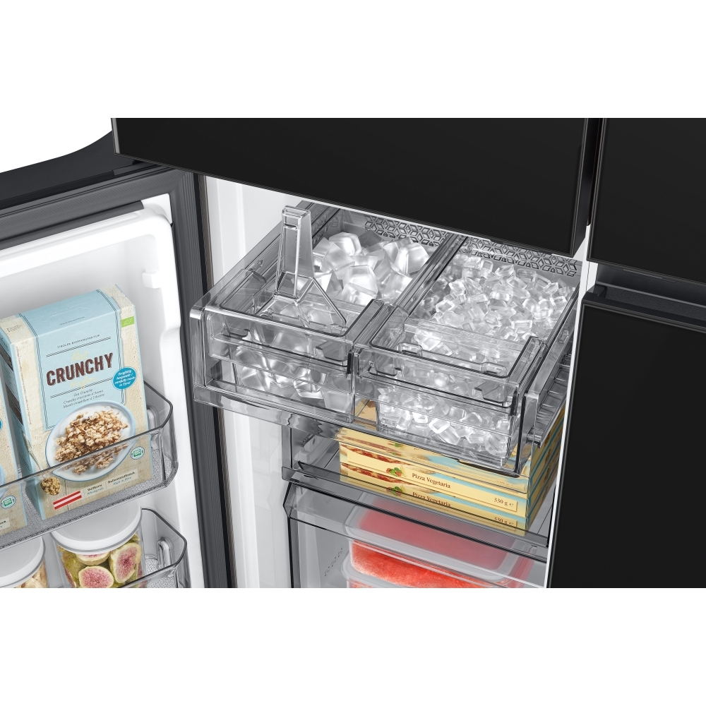 Samsung RM90F67CECEU American Fridge Freezer, Clean Deep Charcoal, Black, E Rated,  Plumbed