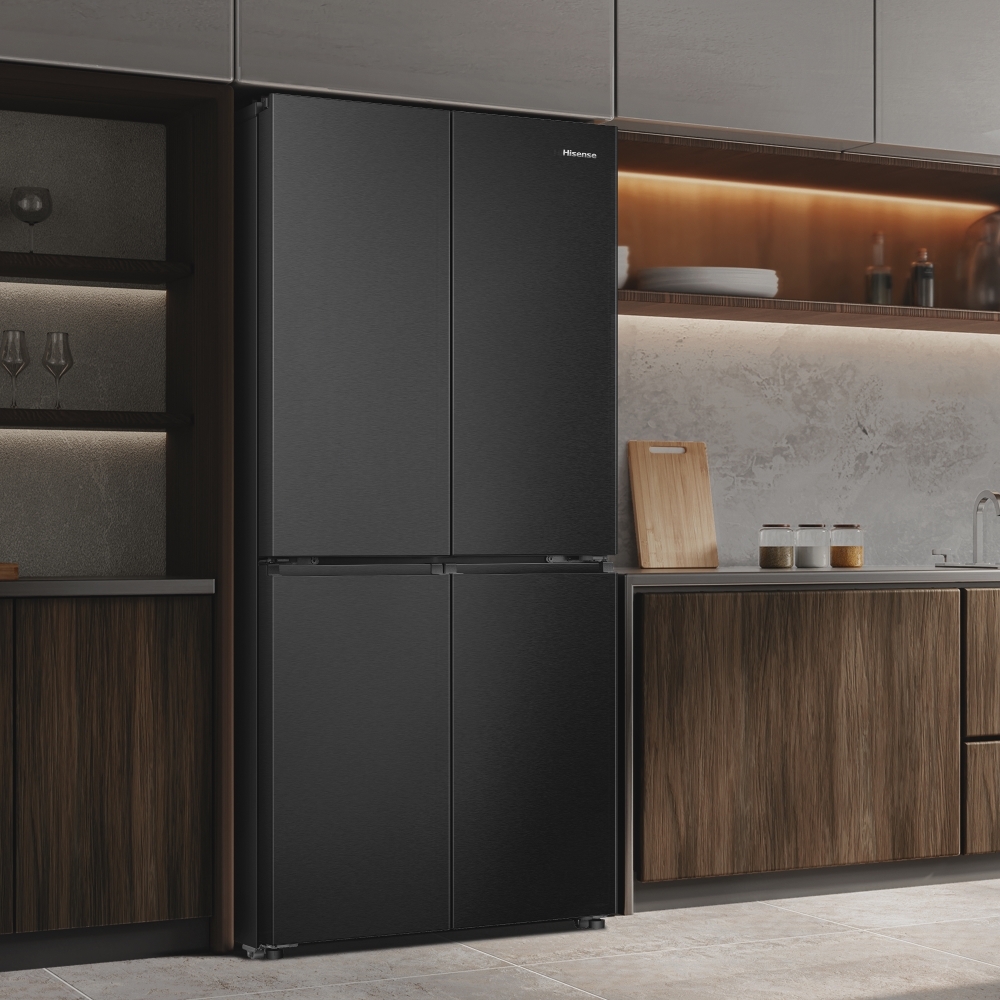 Hisense RQ5P470SAFD American Fridge Freezer, Black, D Rated,  Non-Plumbed