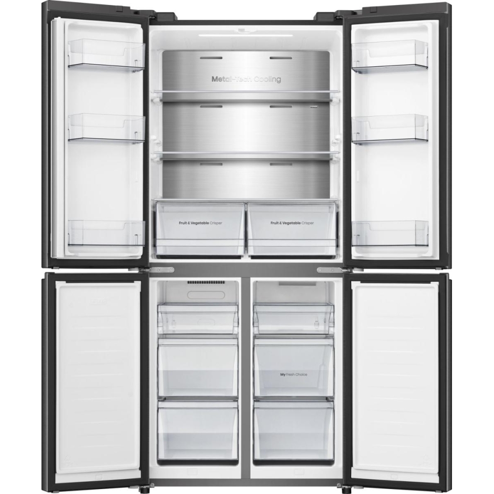 Hisense RQ5P470SAFD American Fridge Freezer, Black, D Rated,  Non-Plumbed