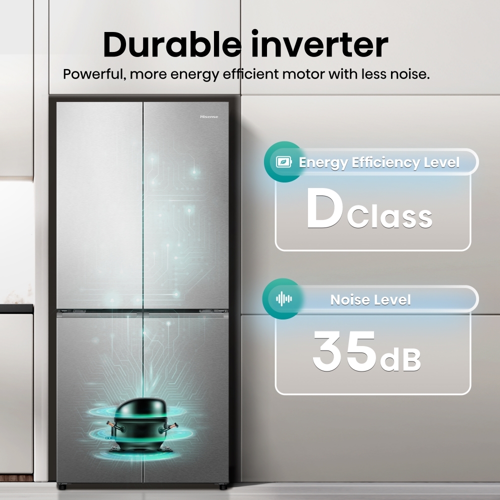 Hisense RQ5P470SAID American Fridge Freezer,  Non-Plumbed, Stainless Steel, D Rated