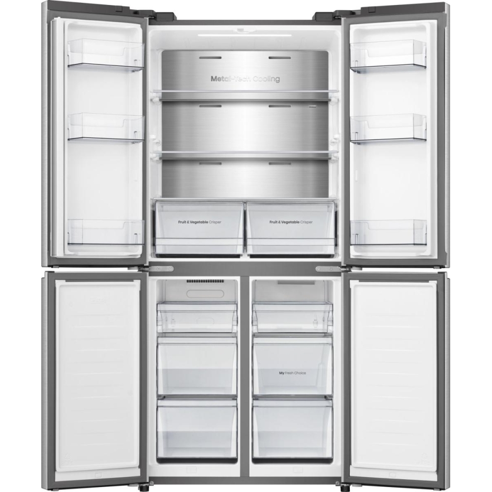 Hisense RQ5P470SAID American Fridge Freezer,  Non-Plumbed, Stainless Steel, D Rated