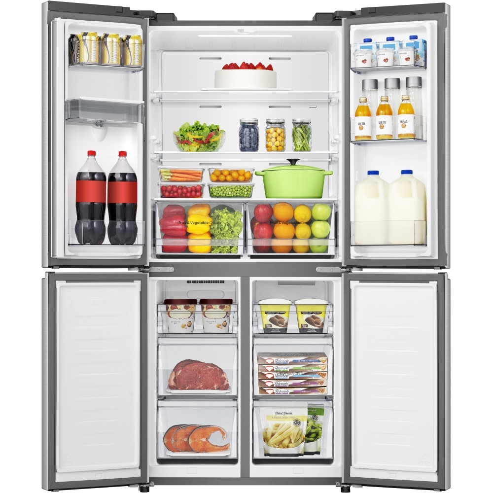 Hisense RQ5P470SMIE American Fridge Freezer, Silver, E Rated,  Non-Plumbed