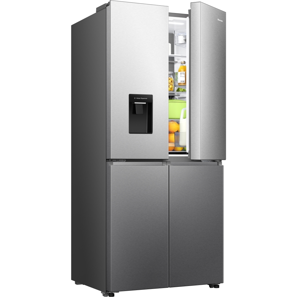 Hisense RQ5P470SMIE American Fridge Freezer, Silver, E Rated,  Non-Plumbed
