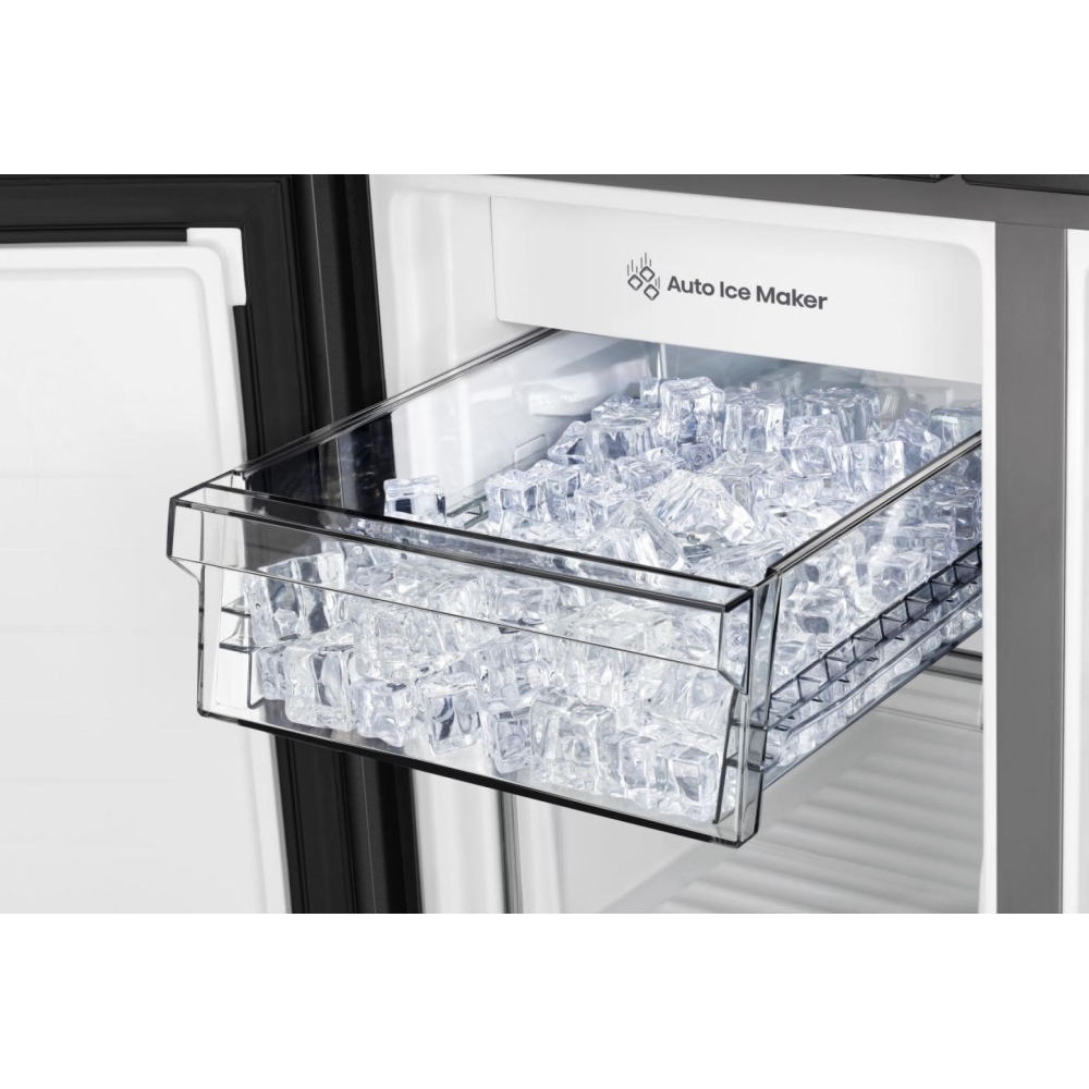 Hisense RQ5P470SYFD American Fridge Freezer, Black, D Rated,  Non-Plumbed