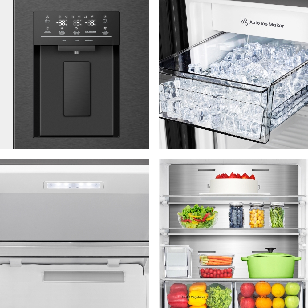 Hisense RQ5P470SYFD American Fridge Freezer, Black, D Rated,  Non-Plumbed