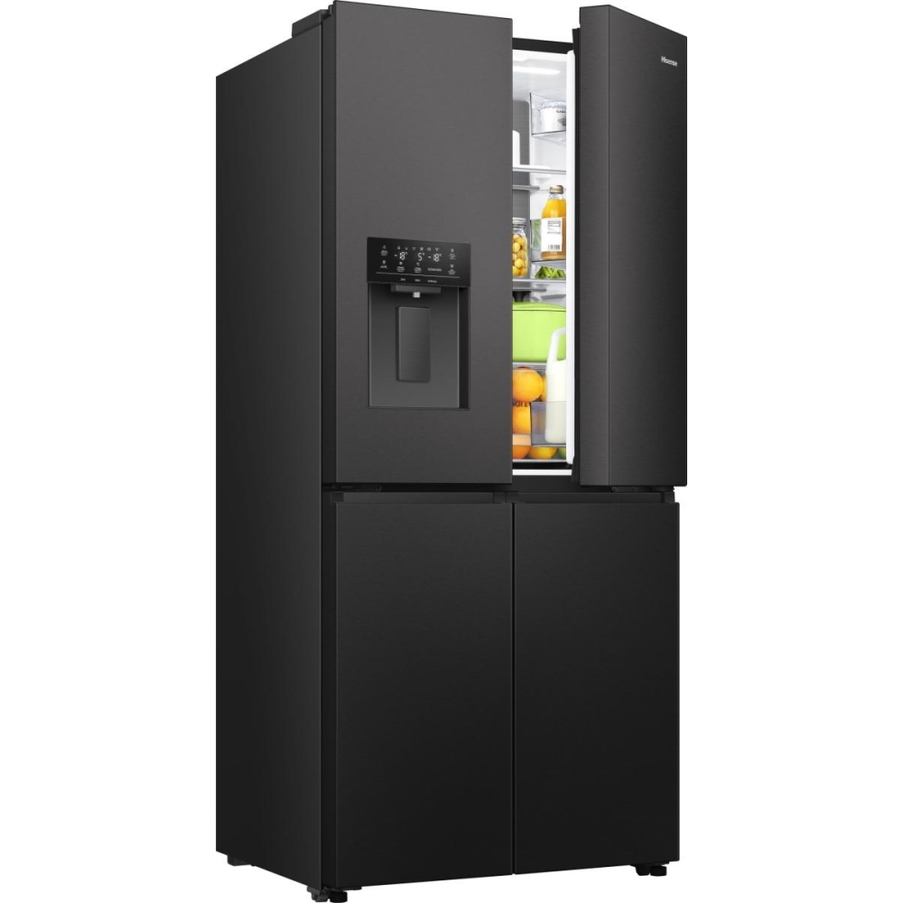 Hisense RQ5P470SYFD American Fridge Freezer, Black, D Rated,  Non-Plumbed