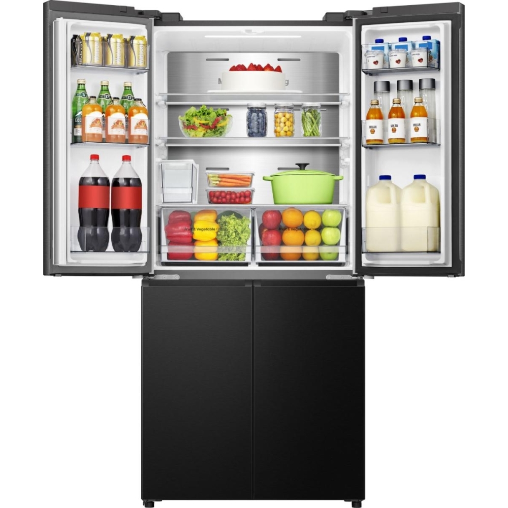 Hisense RQ5P470SYFD American Fridge Freezer, Black, D Rated,  Non-Plumbed