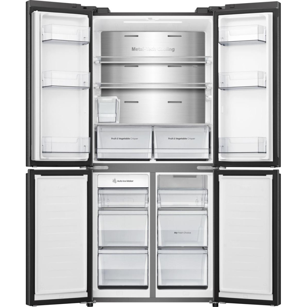 Hisense RQ5P470SYFD American Fridge Freezer, Black, D Rated,  Non-Plumbed