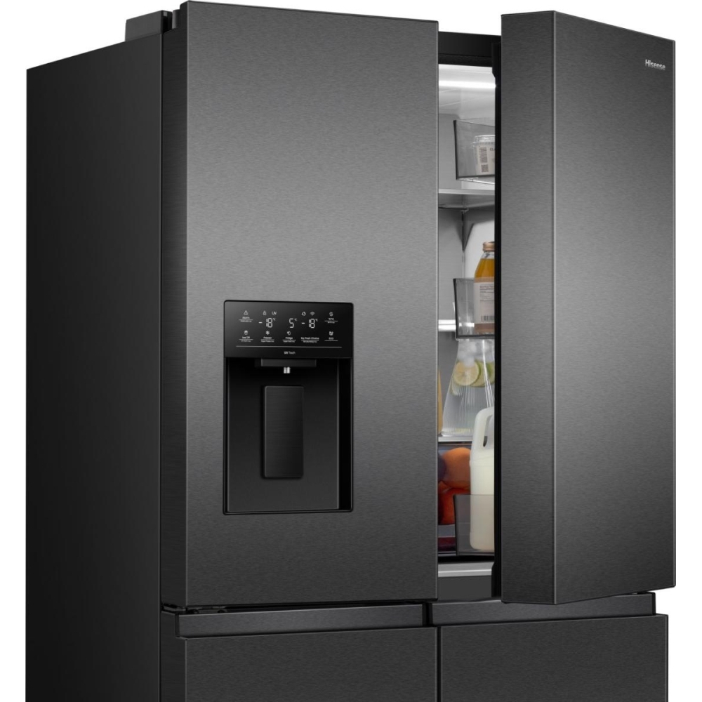 Hisense RQ5P640SYKD American Fridge Freezer, Black, D Rated,  Non-Plumbed