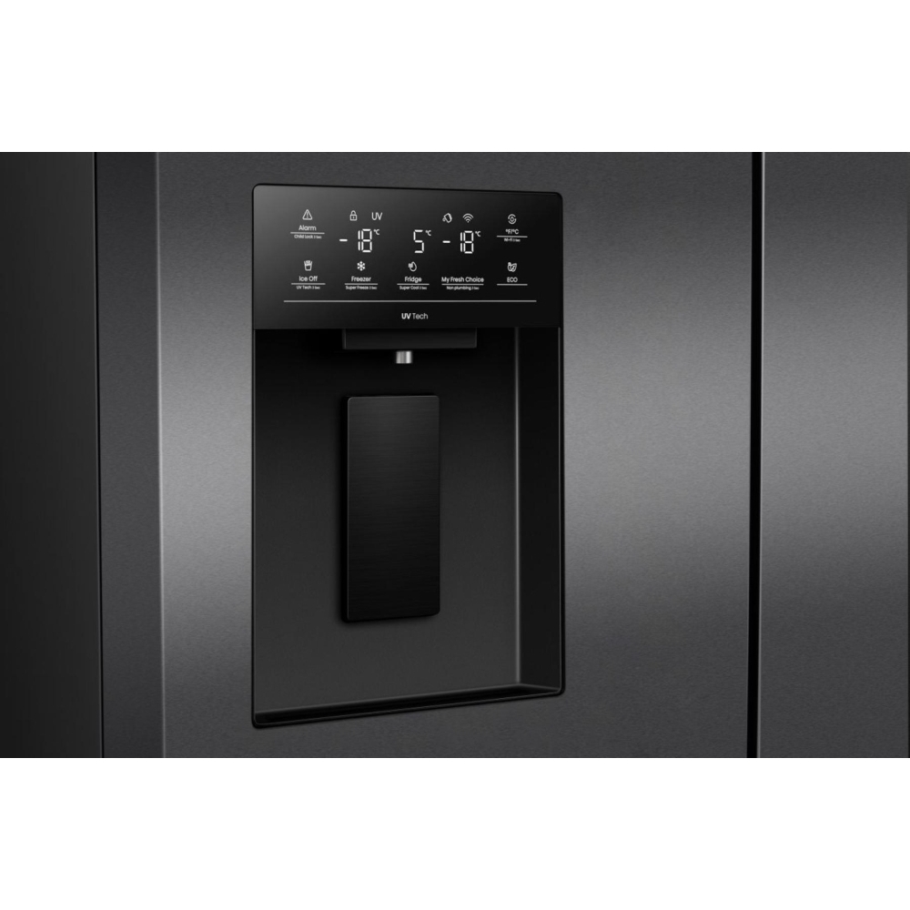 Hisense RQ5P640SYKD American Fridge Freezer, Black, D Rated,  Non-Plumbed