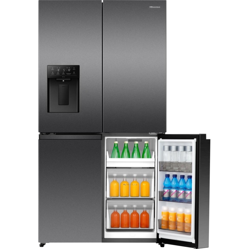 Hisense RQ5P640SYKD American Fridge Freezer, Black, D Rated,  Non-Plumbed
