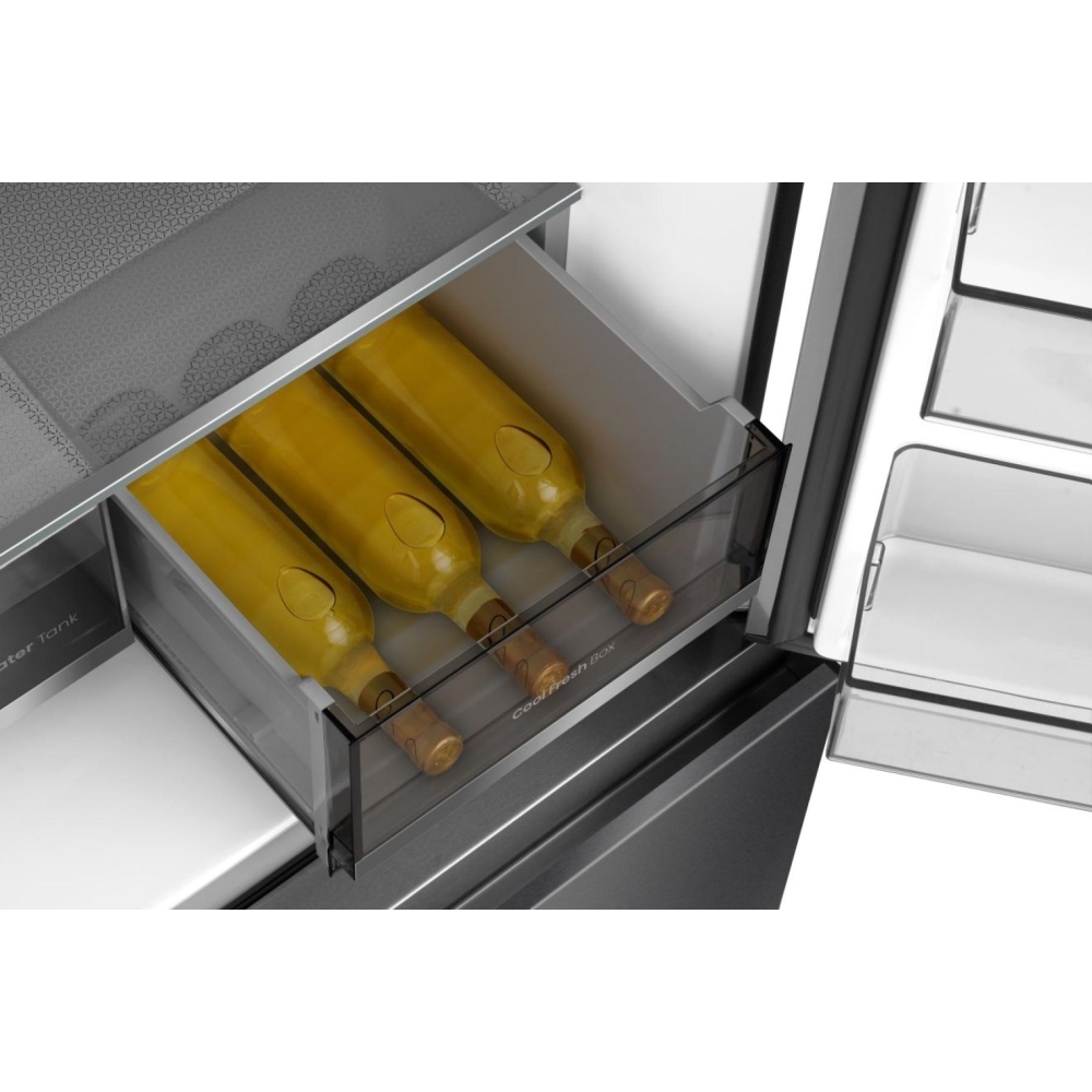 Hisense RQ5P640SYKD American Fridge Freezer, Black, D Rated,  Non-Plumbed