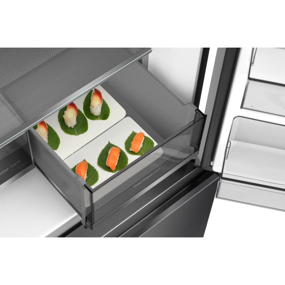 Hisense RQ5P640SYKD American Fridge Freezer, Black, D Rated,  Non-Plumbed