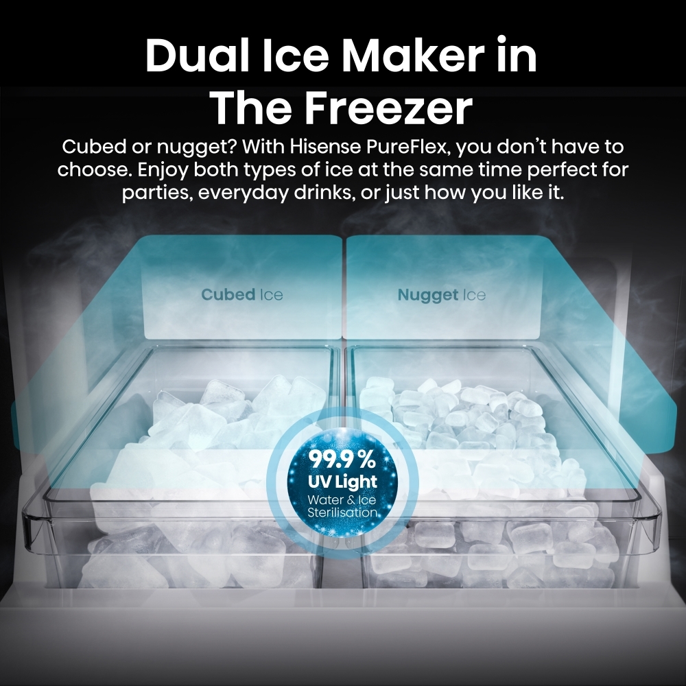 Hisense RQ5P640SYSD American Fridge Freezer, Stainless Steel, D Rated,  Non-Plumbed