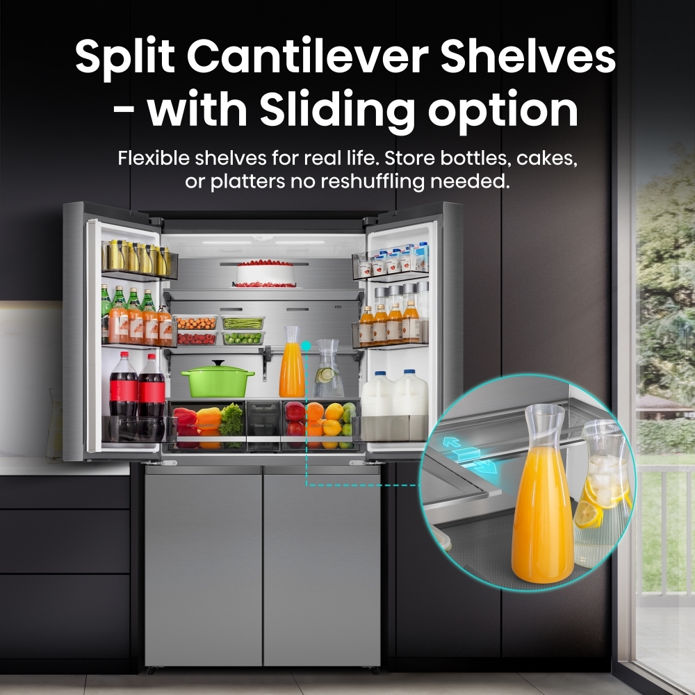 Hisense RQ5P640SYSD American Fridge Freezer, Stainless Steel, D Rated,  Non-Plumbed