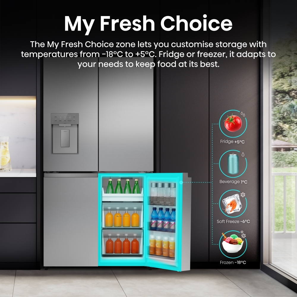 Hisense RQ5P640SYSD American Fridge Freezer, Stainless Steel, D Rated,  Non-Plumbed