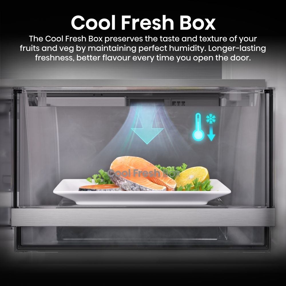 Hisense RQ5P640SYSD American Fridge Freezer, Stainless Steel, D Rated,  Non-Plumbed