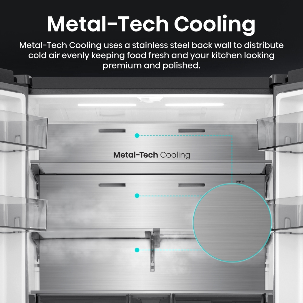 Hisense RQ5P640SYSD American Fridge Freezer, Stainless Steel, D Rated,  Non-Plumbed