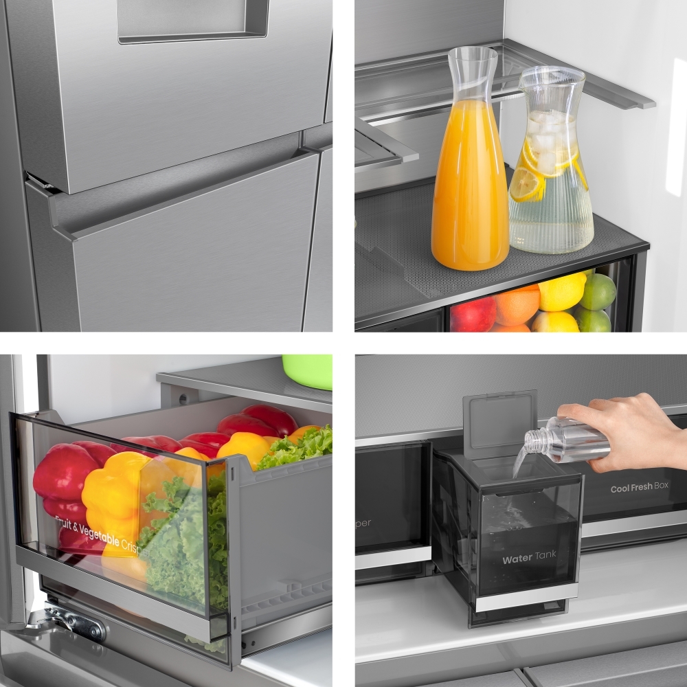 Hisense RQ5P640SYSD American Fridge Freezer, Stainless Steel, D Rated,  Non-Plumbed