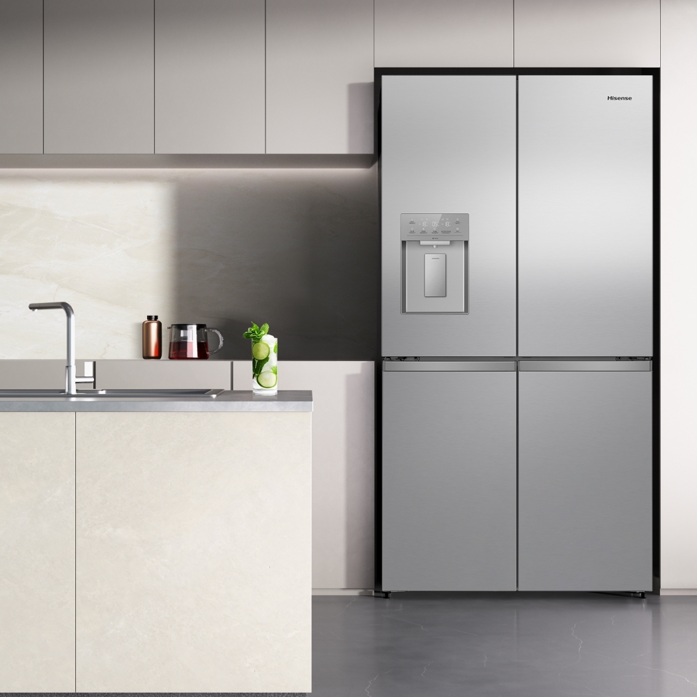 Hisense RQ5P640SYSD American Fridge Freezer, Stainless Steel, D Rated,  Non-Plumbed
