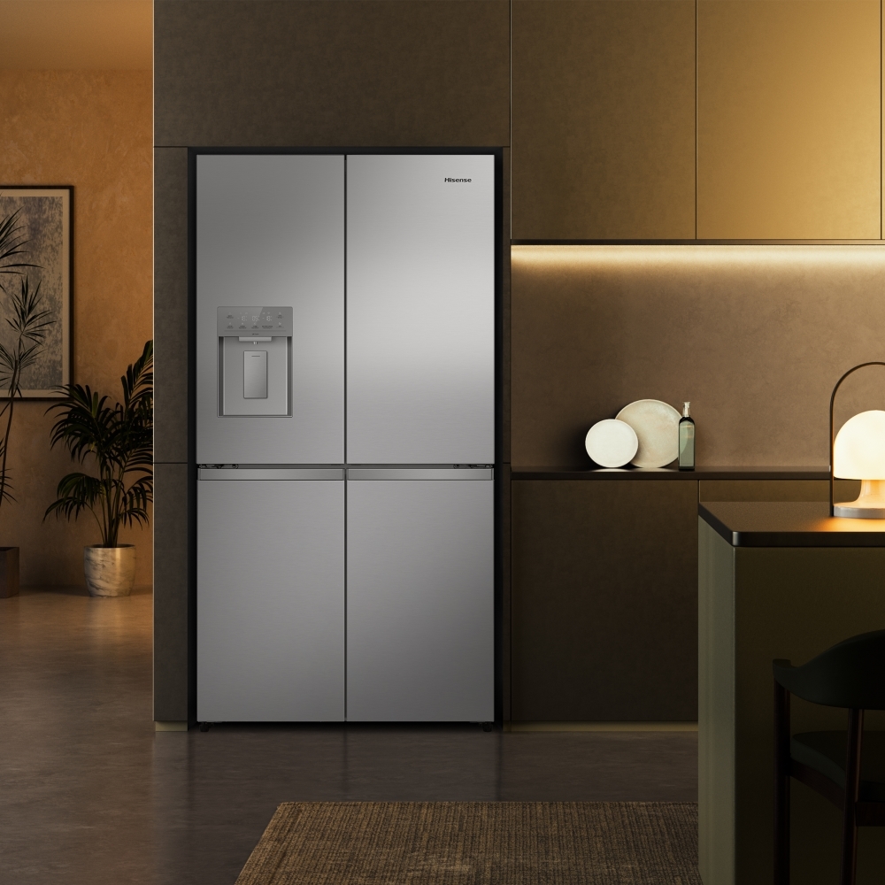 Hisense RQ5P640SYSD American Fridge Freezer, Stainless Steel, D Rated,  Non-Plumbed