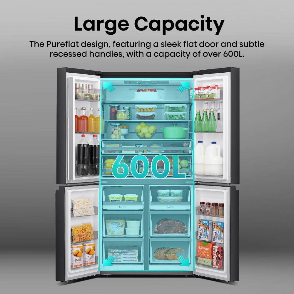 Hisense RQ758N4SAFE American Fridge Freezer, Black, E Rated,  Non-Plumbed