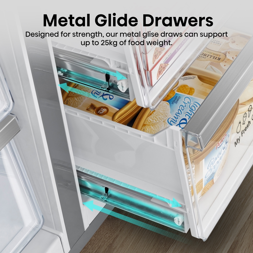 Hisense RQ758N4SAFE American Fridge Freezer, Black, E Rated,  Non-Plumbed